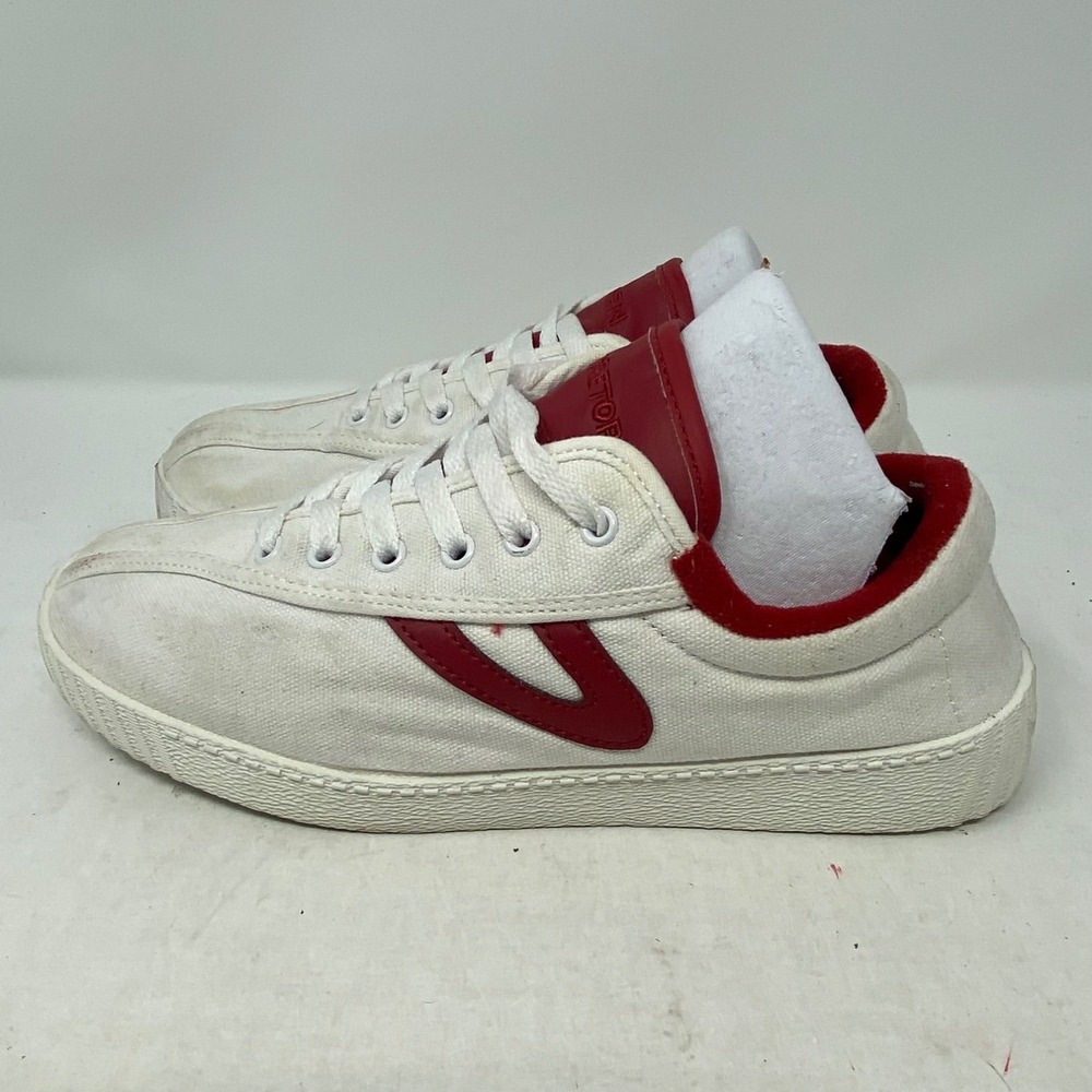 Tretorn Nylite Womens 8 White Canvas Tennis Sneakers Red Gullwing Logo 1041461